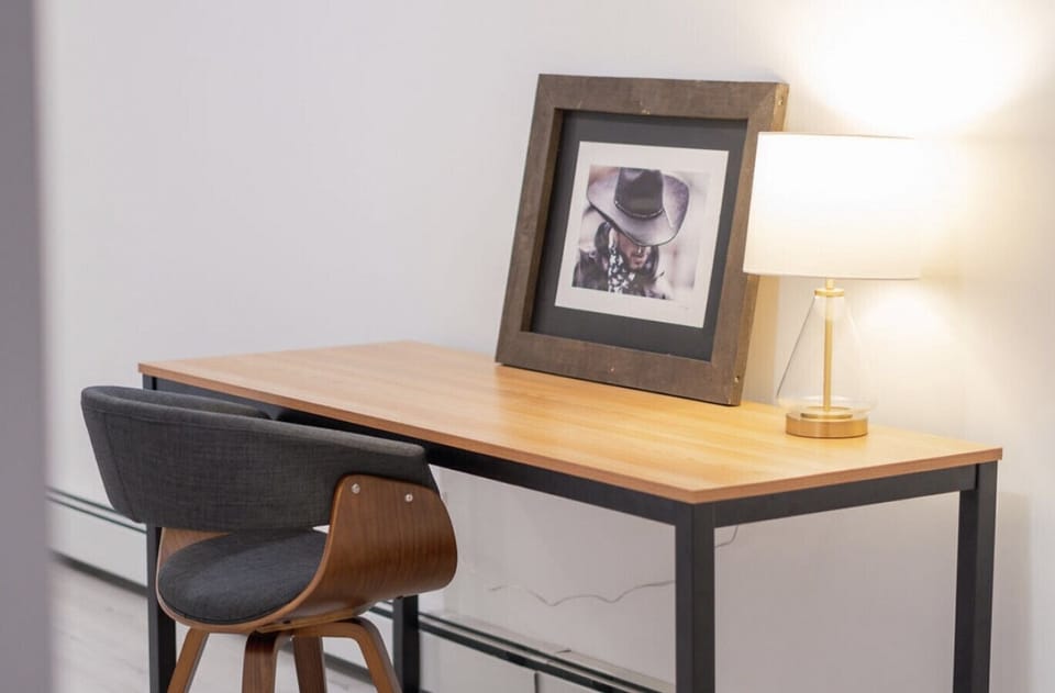 Dedicated workspace in downstairs bedroom