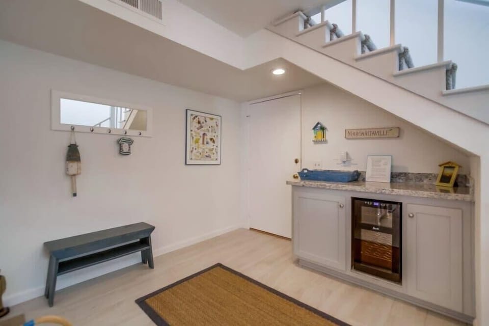 Wine bar and garage entry