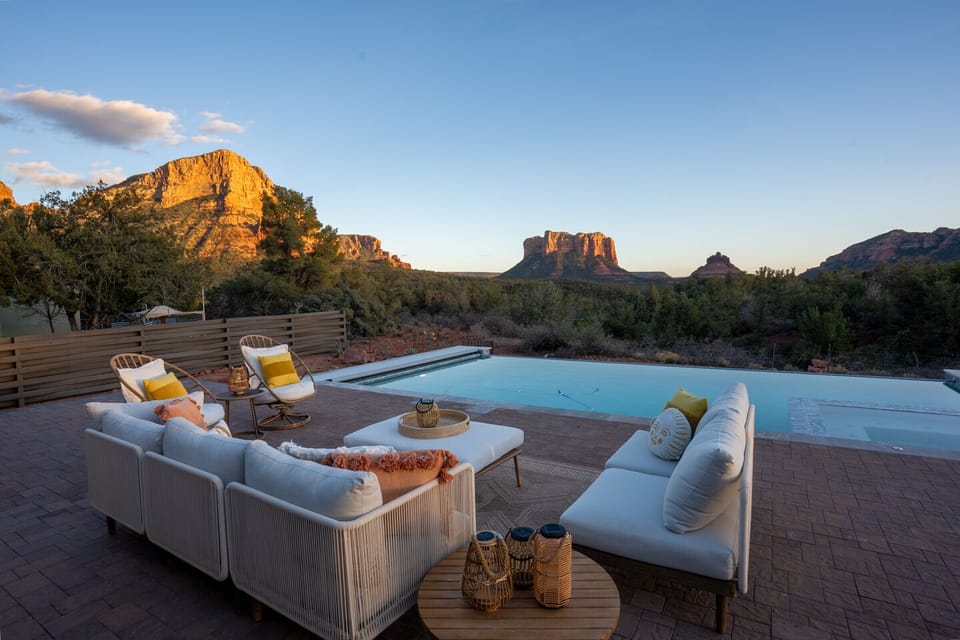 Your Backyard views with coffee in the morning and a cocktail in the evening