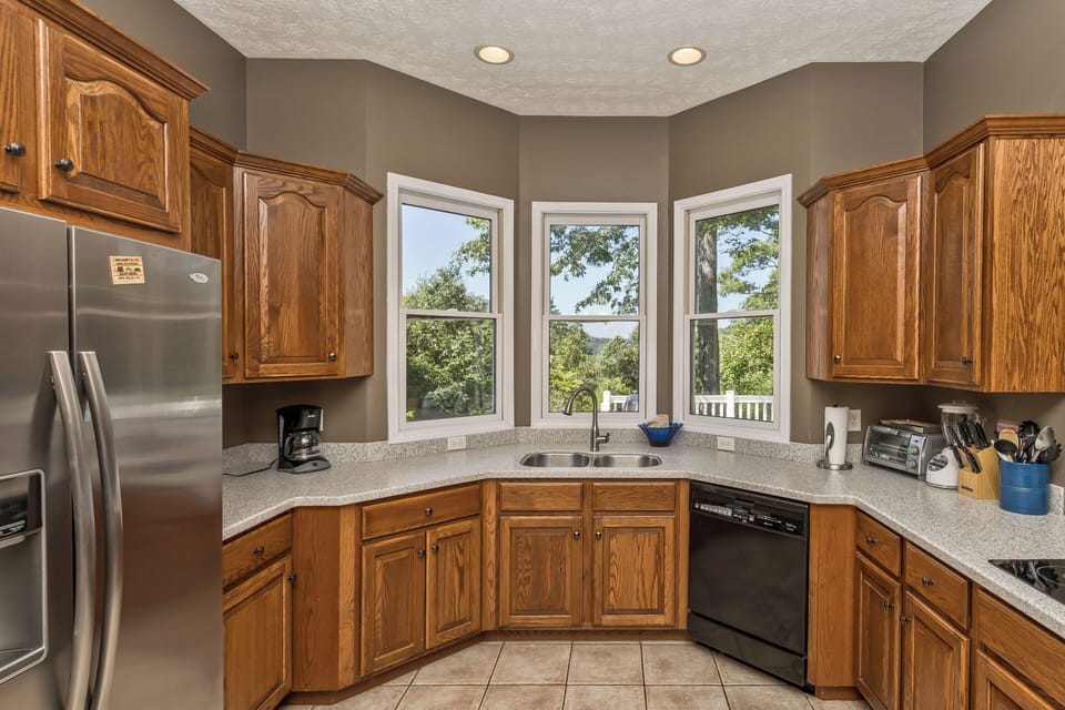 The kitchen is equipped with everything you need to prepare meals.