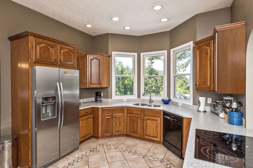 The kitchen is equipped with everything you need to prepare meals.