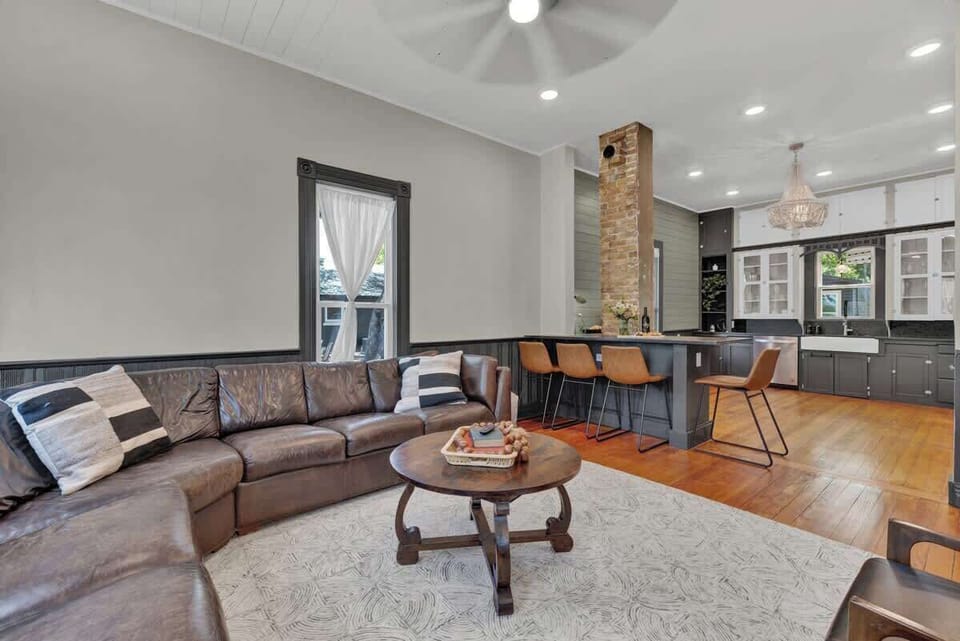 Open concept living and dining area.