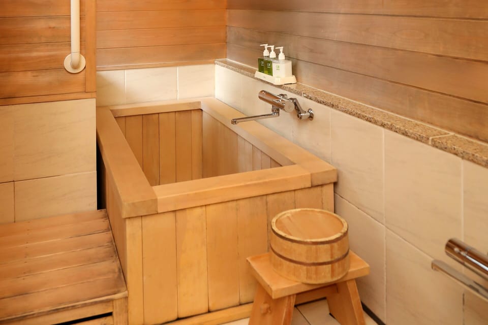 Luxury Room (Japanese-Style, Achi) | Bathroom | Hair dryer, slippers, electronic bidet, towels