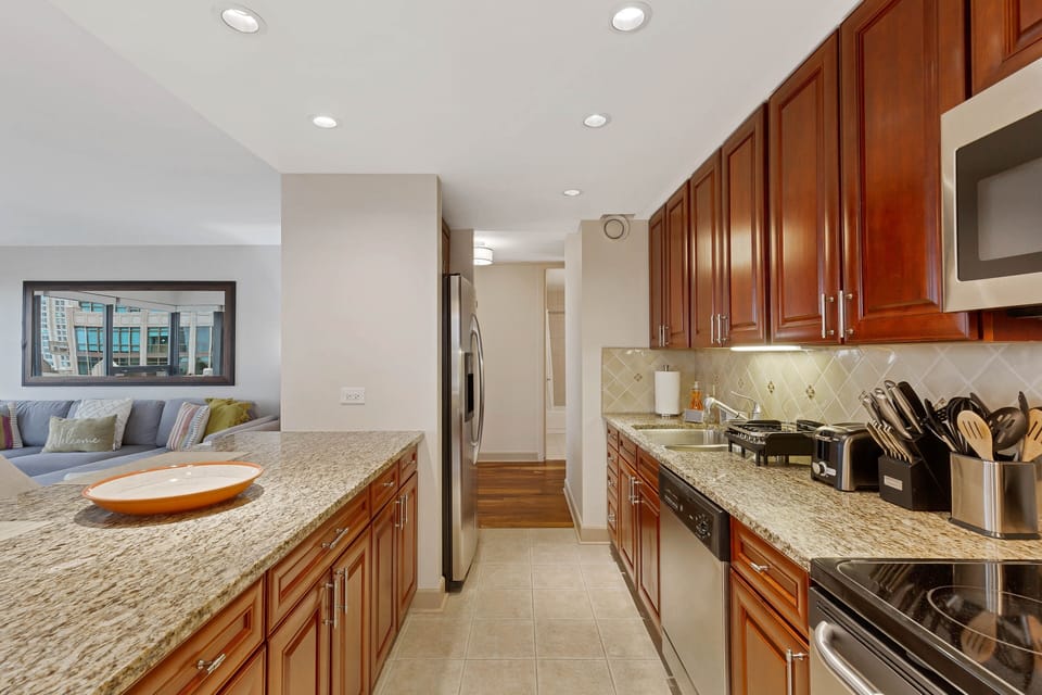 Indoors, Kitchen, Refrigerator, Microwave, Oven