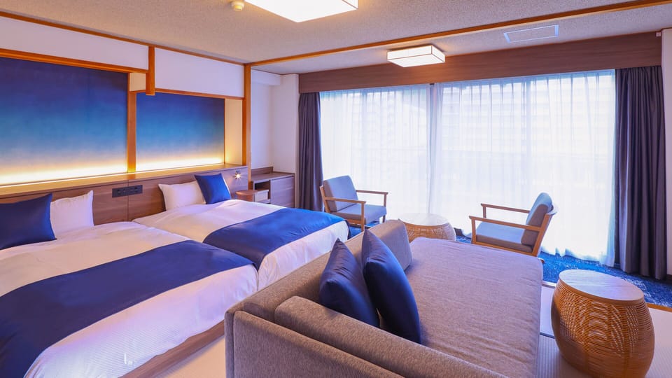Superior Japanese-Style Twin Beds holds 3 people - Shower Only - Non-Smoking | In-room safe, blackout drapes, bed sheets