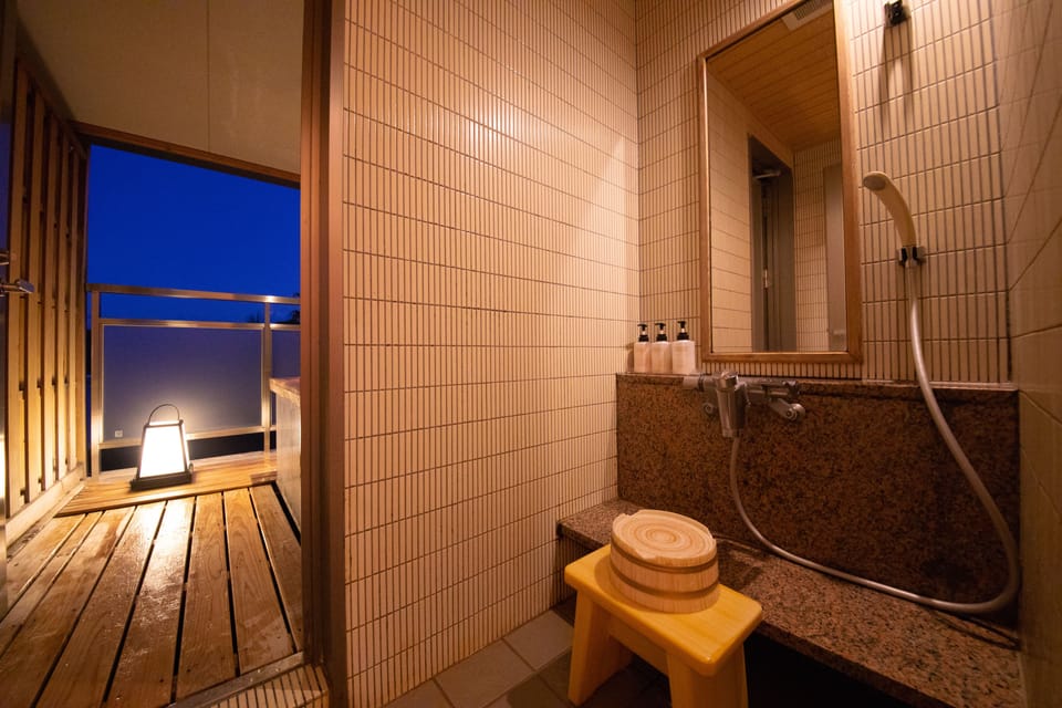 Shizuka no Umi with Open-Air Bath, Ocean View | Bathroom | Free toiletries, hair dryer, slippers, bidet