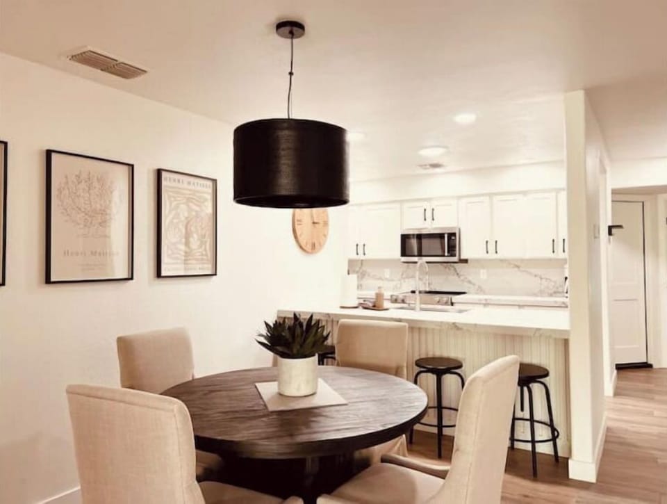 dining table and bar stools for more seating 
