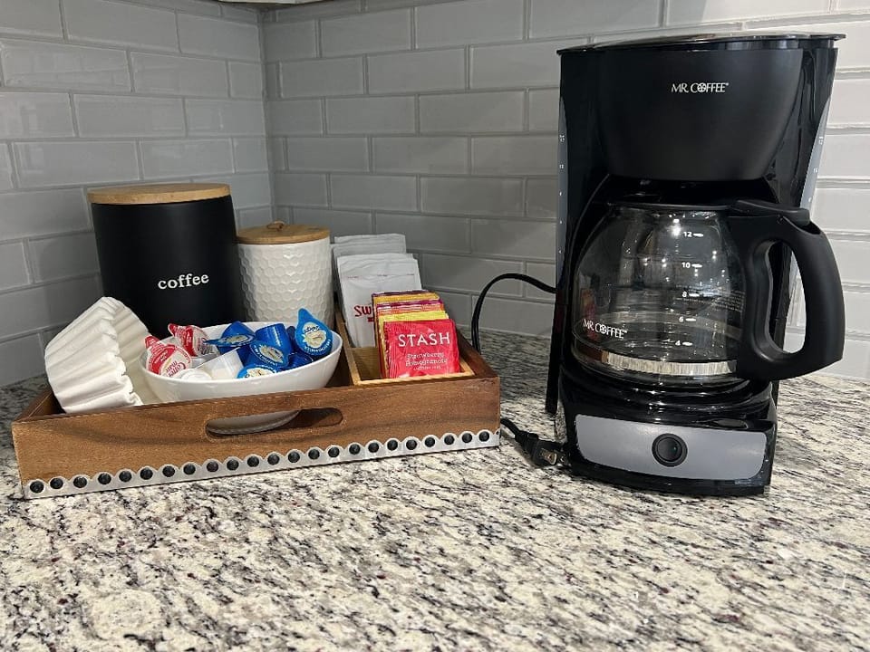 Complimentary coffee/tea/hot cocoa station in both kitchens