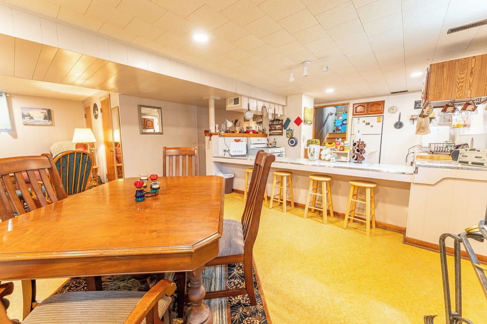 Dining table and bar counter seating