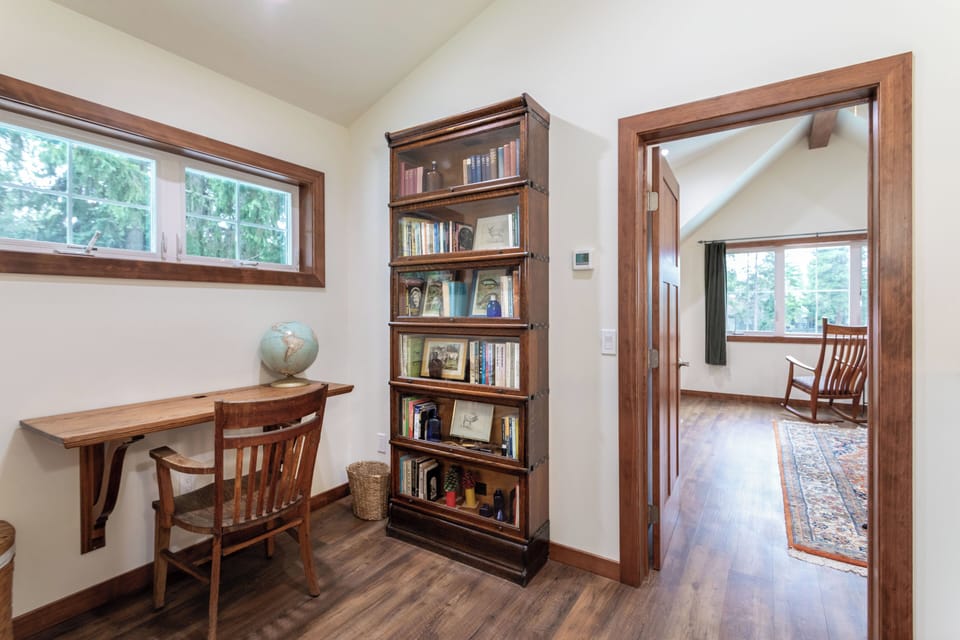 Dedicated workspace in the open corridor on the upper level