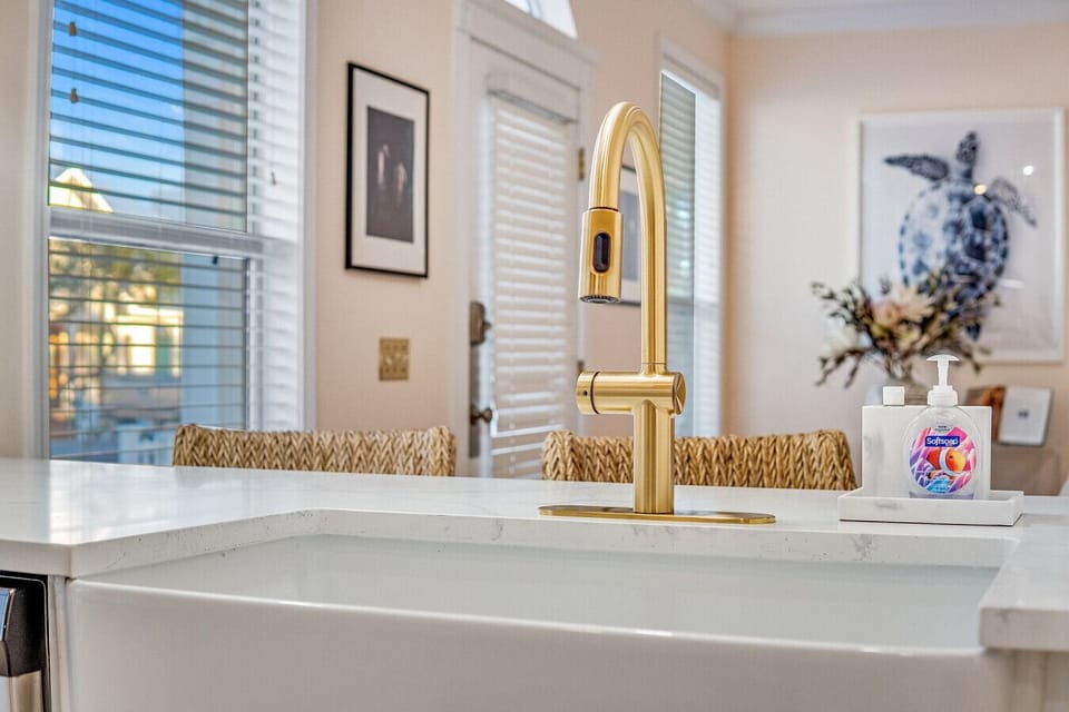 Farmhouse Sink with Gold Finishings