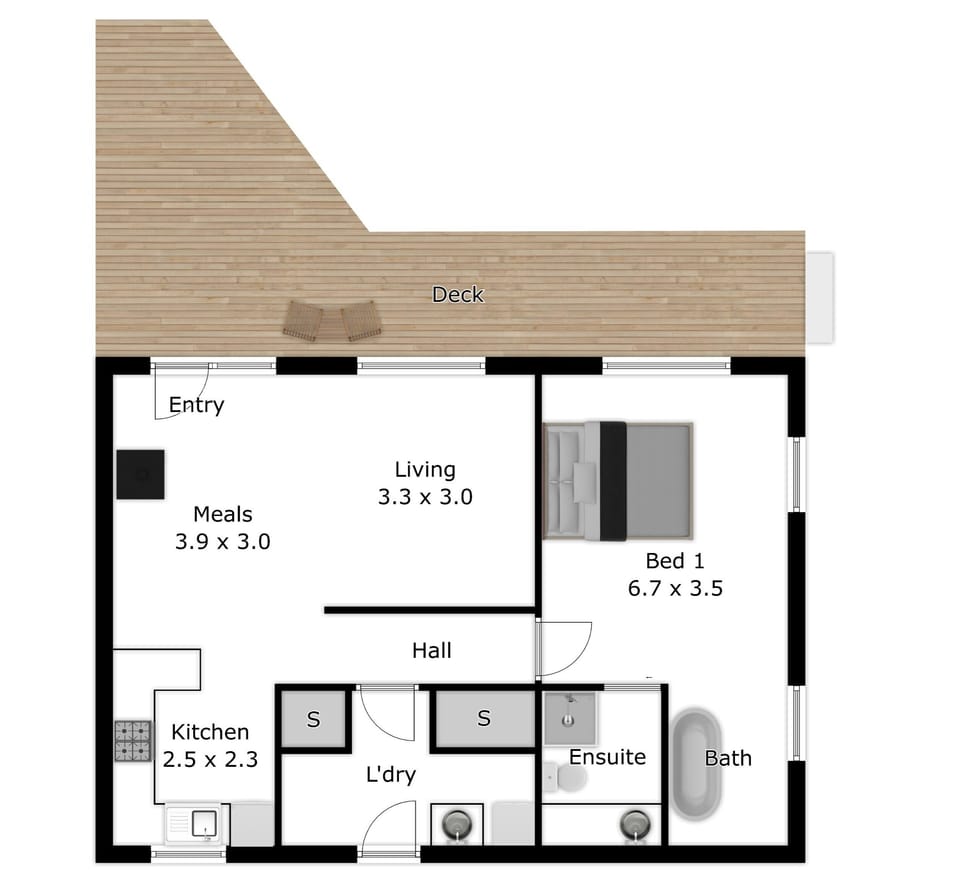 Standard Apartment, 1 Bedroom, Non Smoking, Kitchen (Spa Suite) | Floor plan
