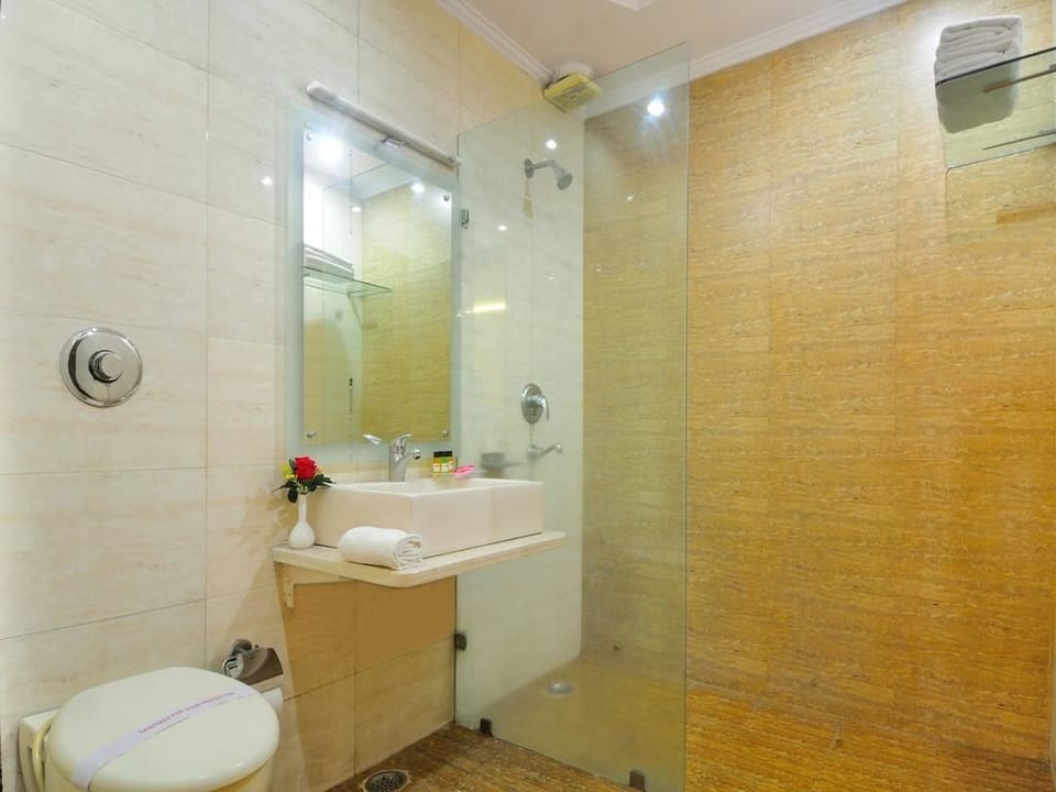 Shower, free toiletries, slippers, bidet