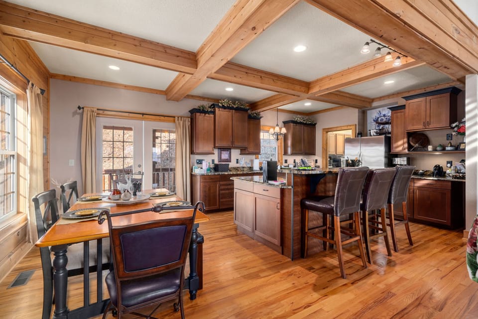 Main Level Open Dining and Island Area