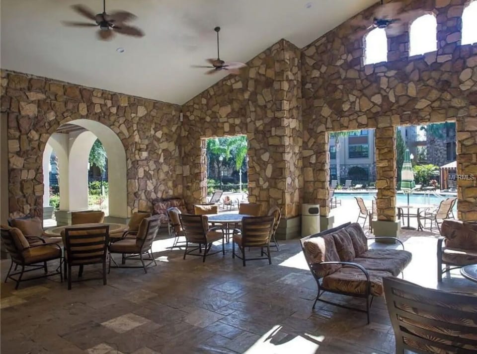 Lounge area by clubhouse and pool