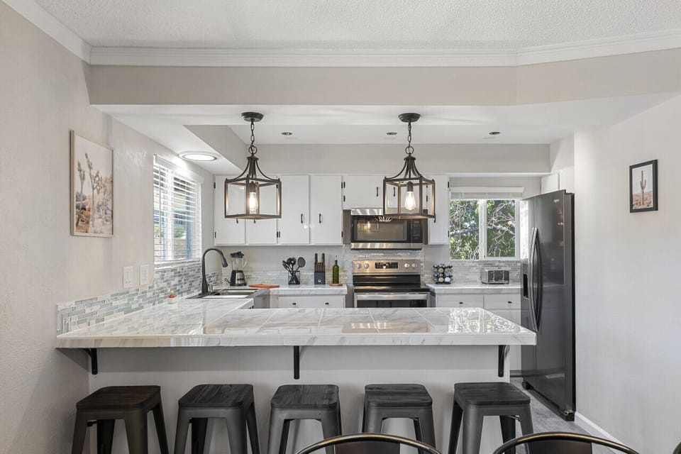 Upgrade your cooking game in style in our contemporary kitchen.