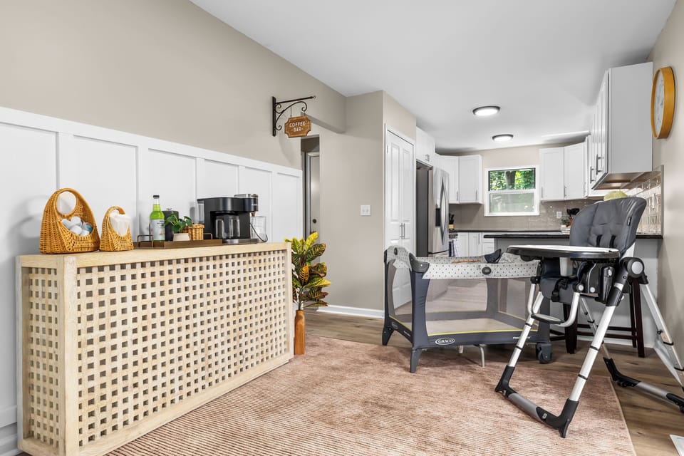 A pack and play crib and a high chair are available for your convenience.