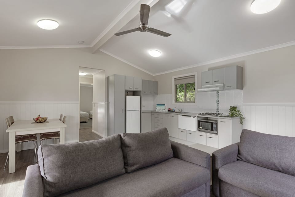 Deluxe 2 Bedroom Cabin | Private kitchen | Coffee/tea maker, fridge, microwave (on request), stovetop
