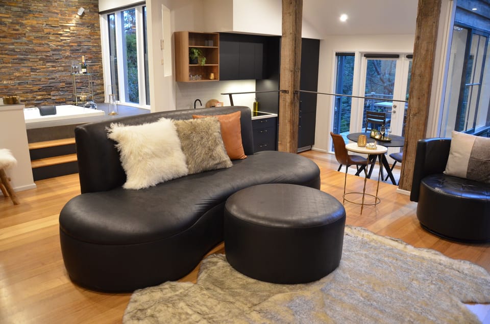 Plasma TV, fireplace, DVD player
