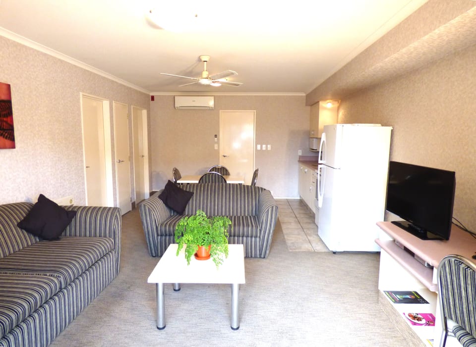 Flat-screen TV, DVD player