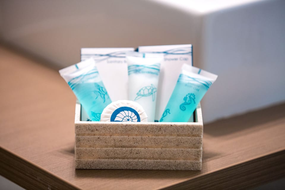 Free toiletries, hair dryer, towels