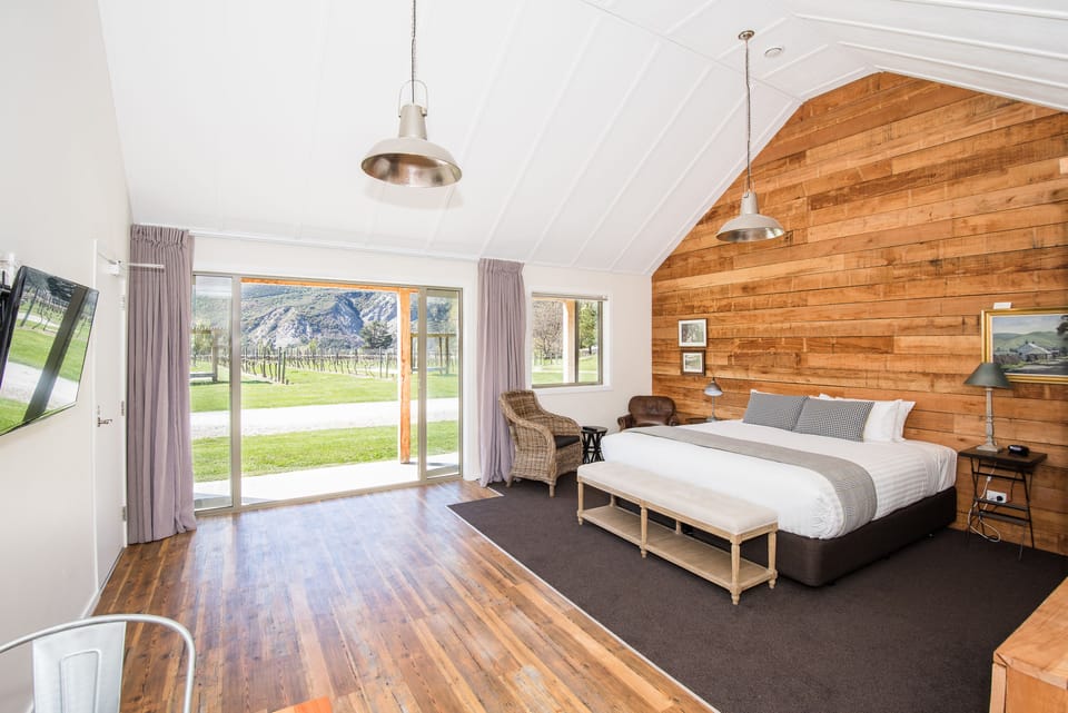 Studio with Vineyard View | Pillowtop beds, desk, blackout drapes, iron/ironing board