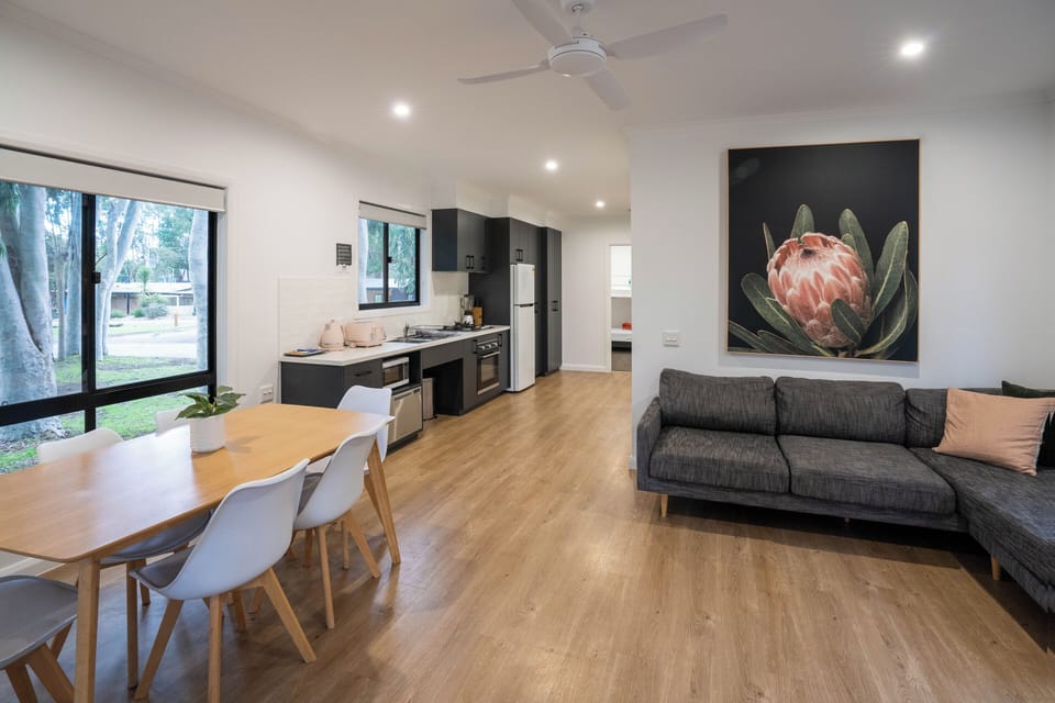 2 Bedroom Family Cabin - Wheelchair Accessible | Down comforters, bed sheets
