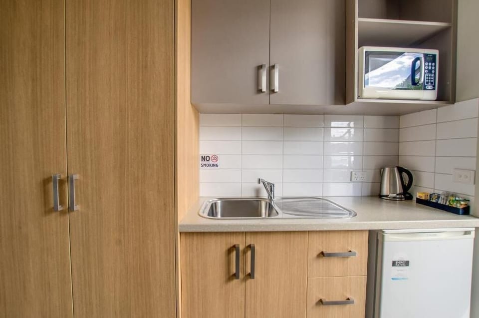 Mini-fridge, microwave, toaster