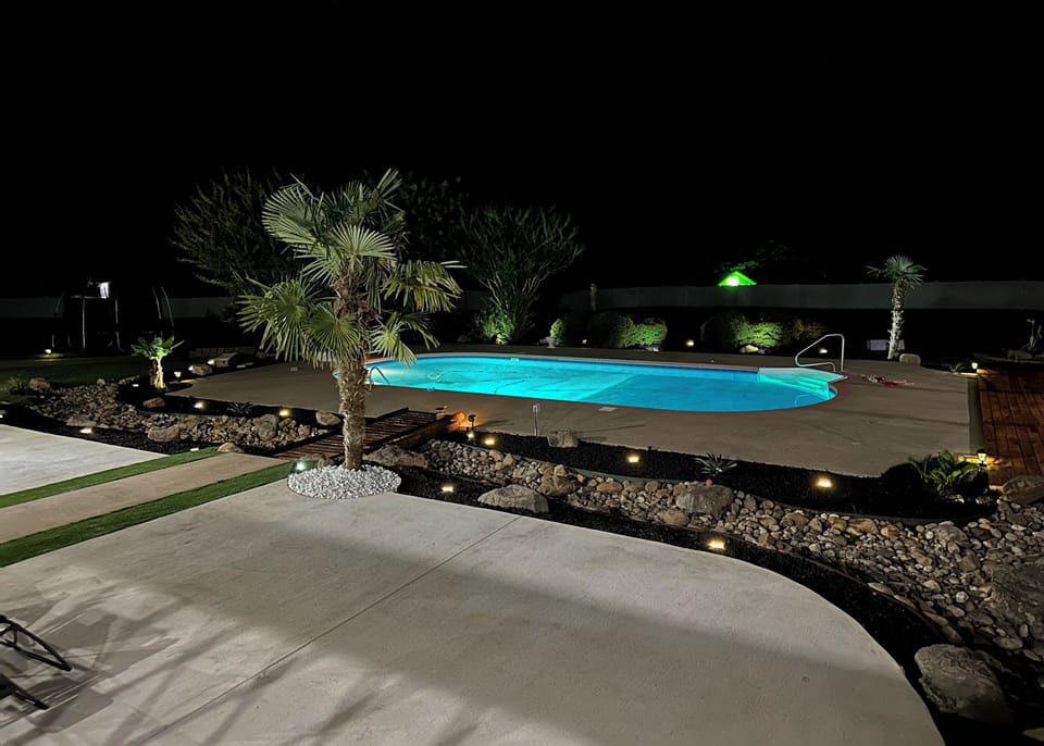 A fence around the pool was put up.