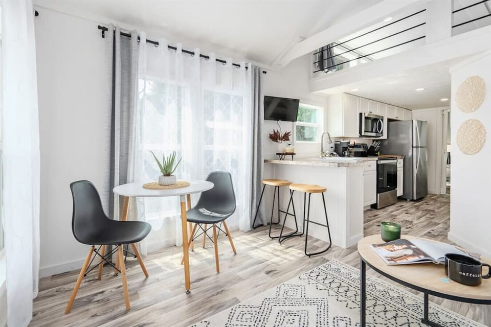 Our digital nomad guests love these tiny cabins. With blazing fast WIFI, plenty of seating plus outlets nearby for when work calls!