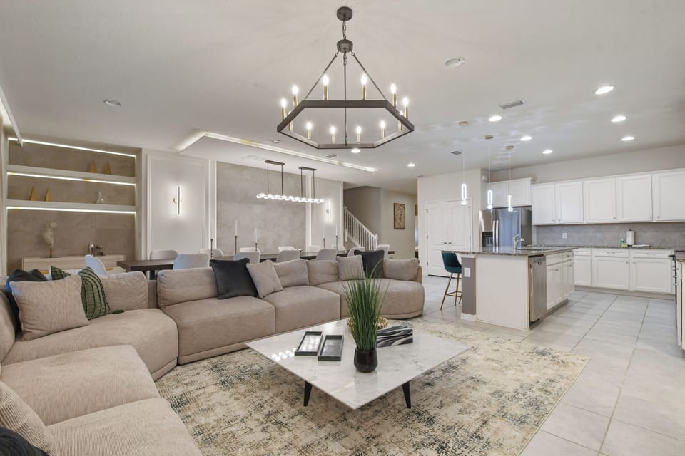 Spacious modern retreat with open-concept living, chic décor & cozy vibes!
