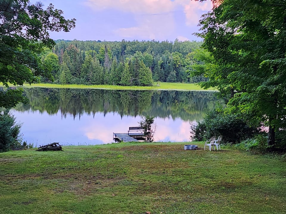 Firepit at water's edge.