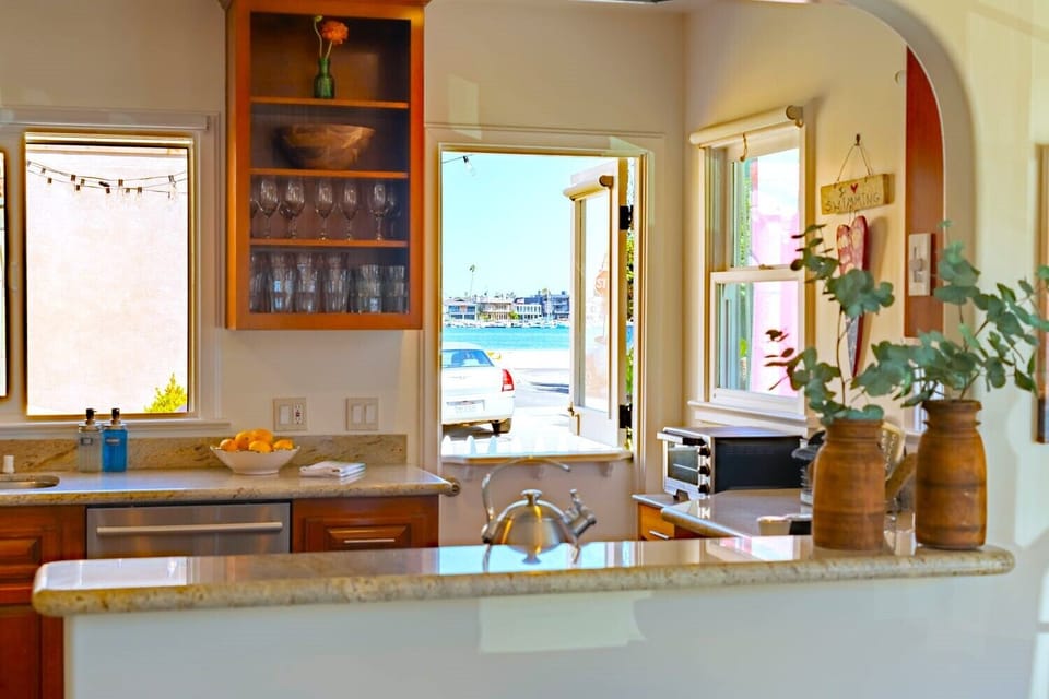 From the kitchen, a beautiful view of the bay.