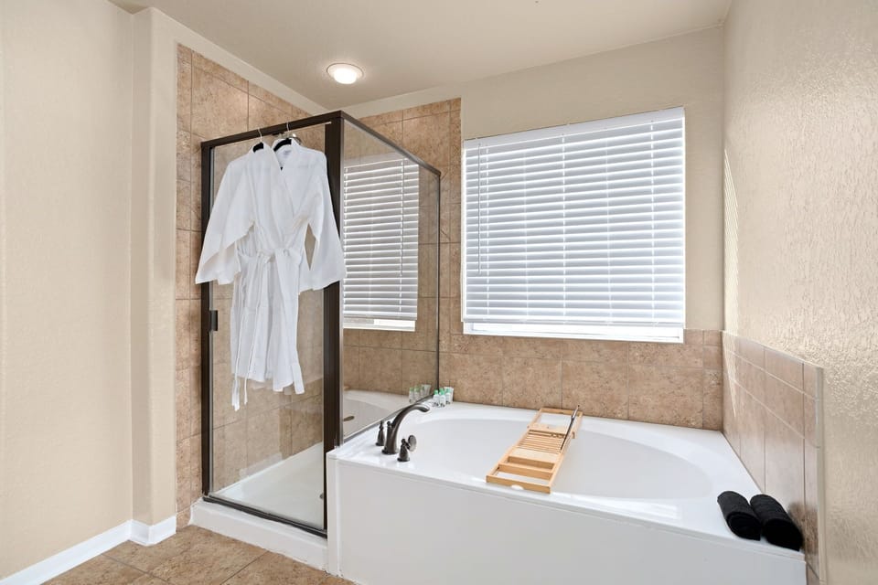 Pour yourself a glass of wine, sit back & relax! White robes included.