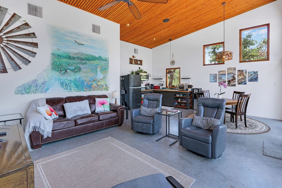 The living room has a queen size sofa sleeper for additional guests.