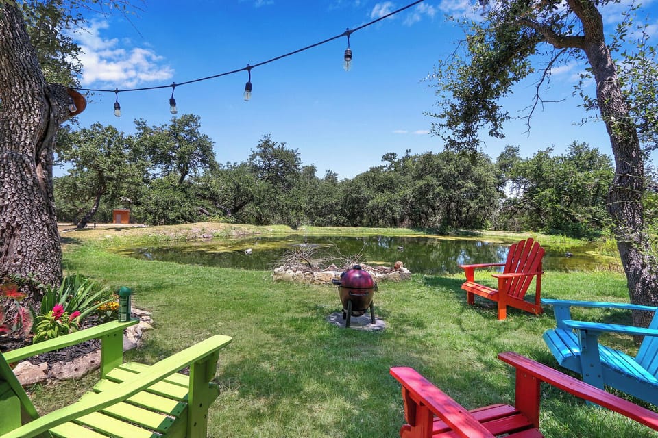 Common area with fishing pond.