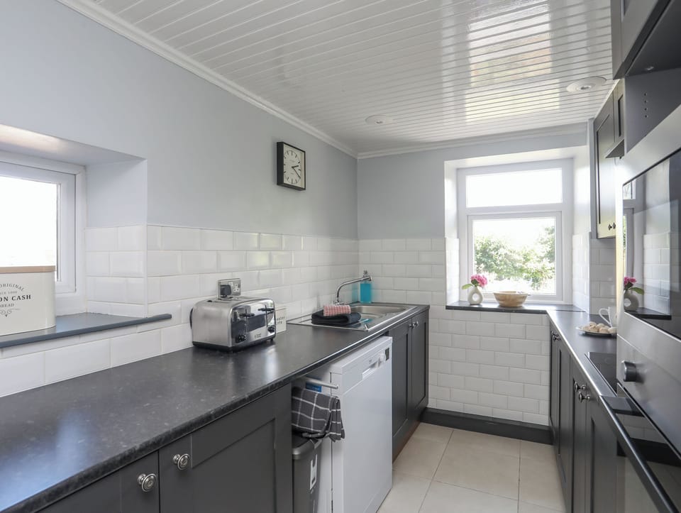 Fridge, dishwasher, electric kettle, toaster