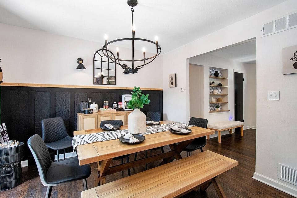Remodeled Dining Room with seating for up to 10 and coffee bar.