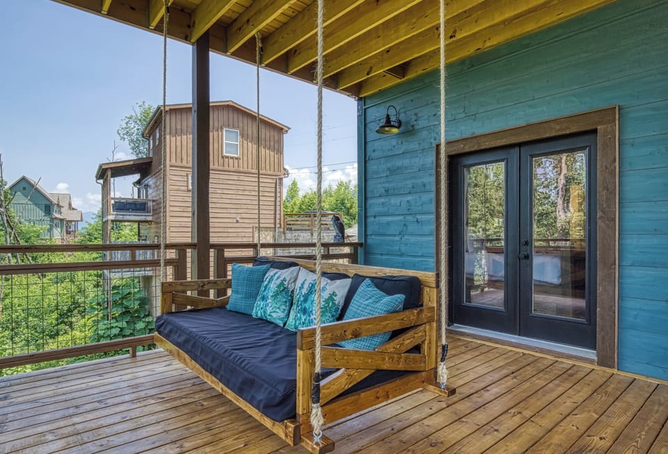 Cozy bed swing for relaxing and enjoying the view