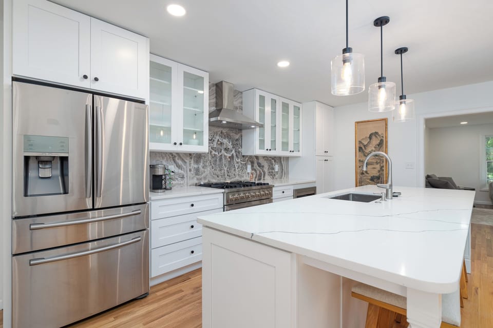 Large, gourmet kitchen with oversized island