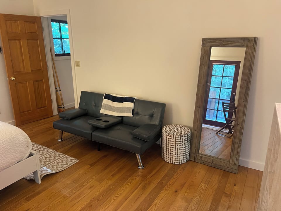 Cast Iron Guest House Queen Bedroom with Futon from Balcony View