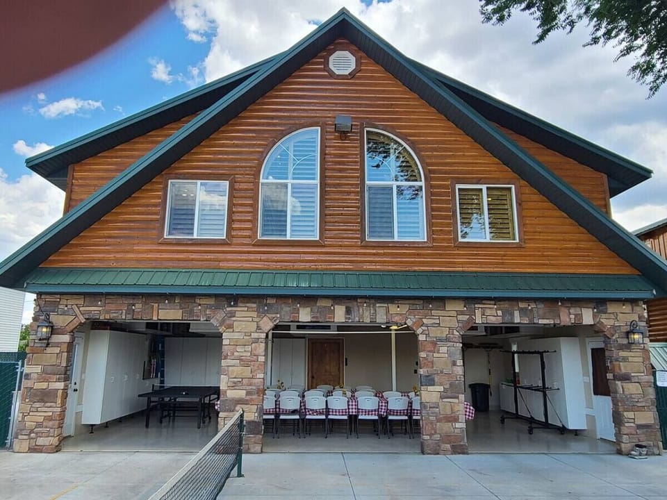 Three car garage with seating up to 50 people