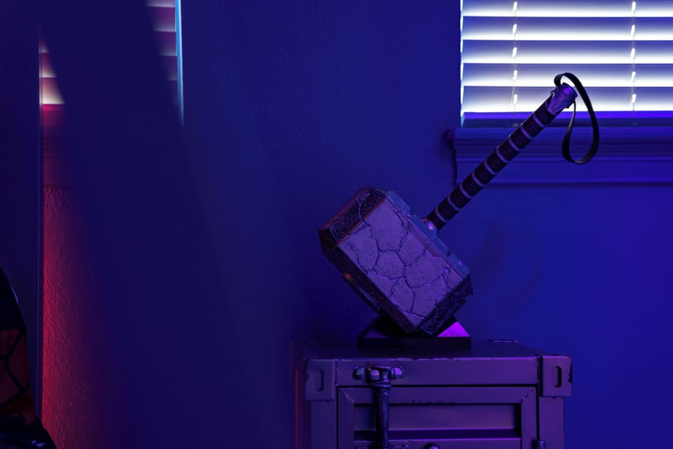 Avengers room. Thor’s interactive hammer 