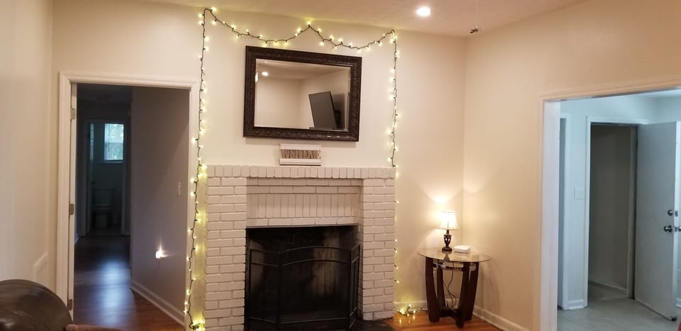 fireplace with ambiance lighting