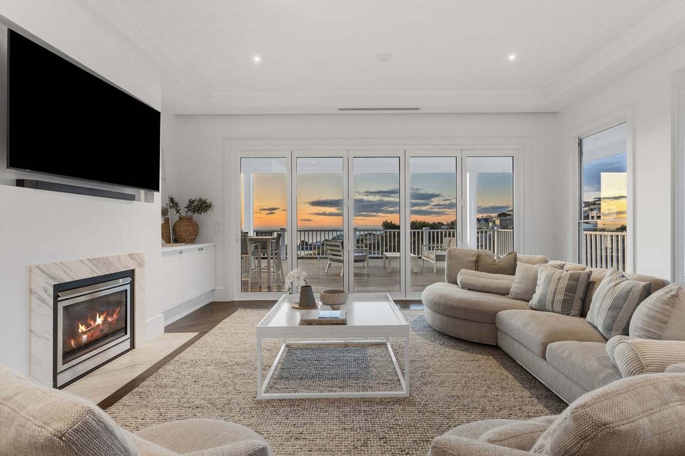 Living room area with a fireplace