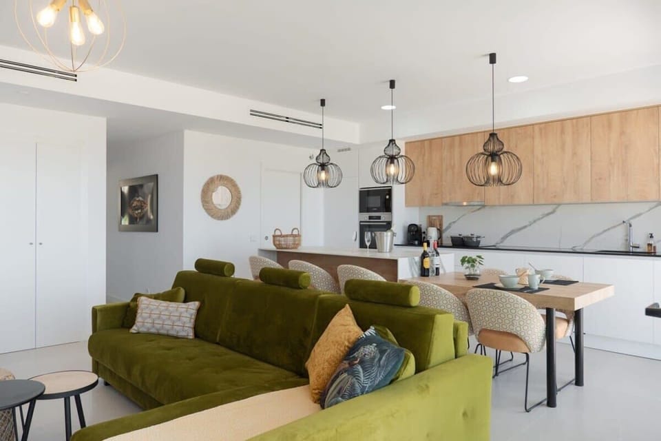 Living area with open kitchen