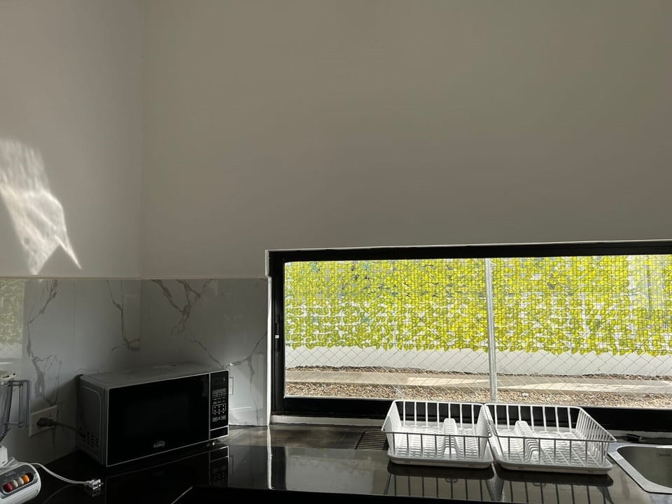 Fridge, microwave, stovetop, blender