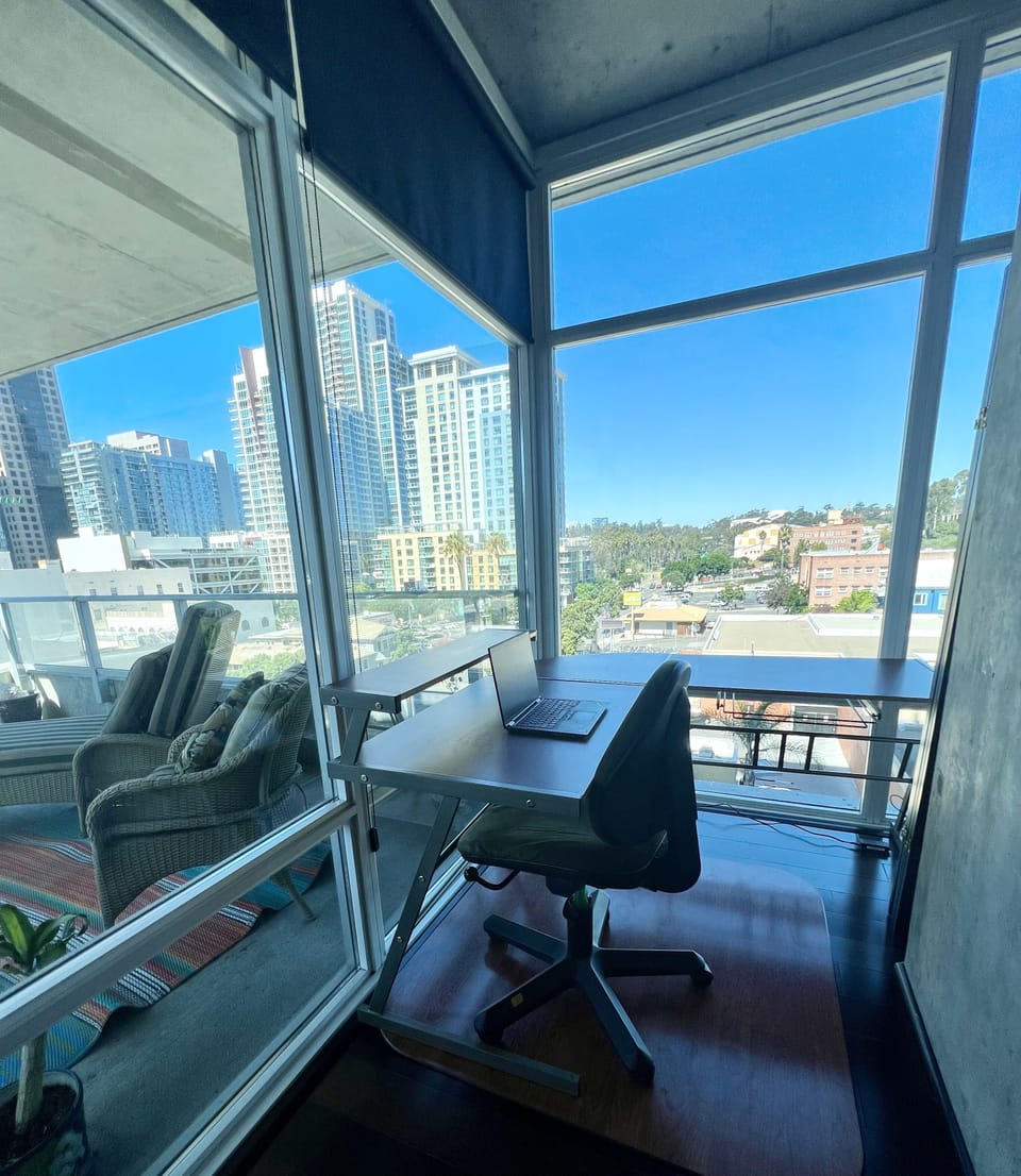 In unit work station with an unbeatable view.