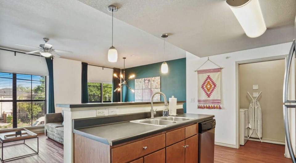 Fully equipped kitchen with all the essentials plus dishwasher and washer & dryer