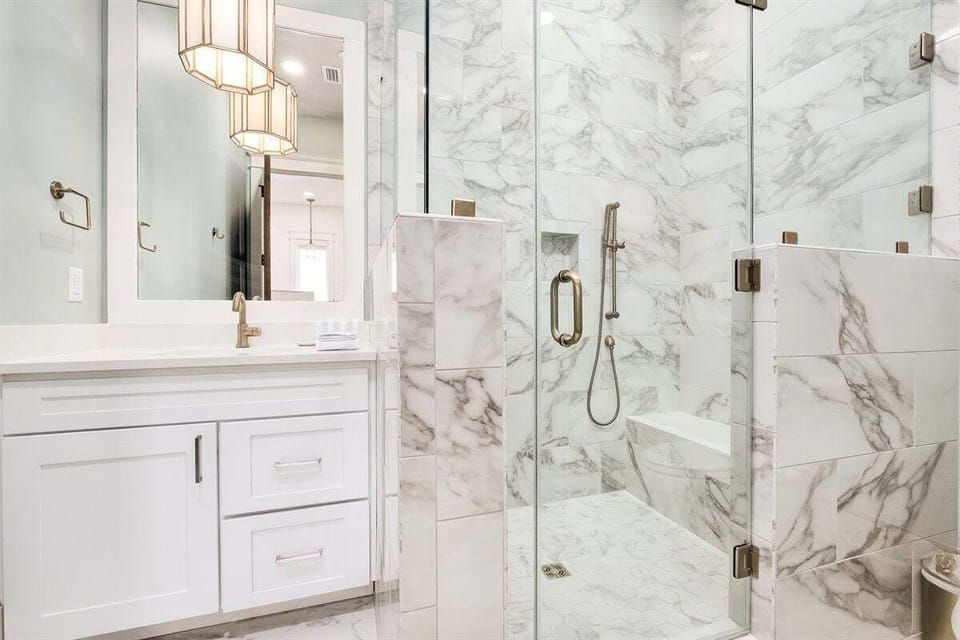 Private bathroom with shower and toilet